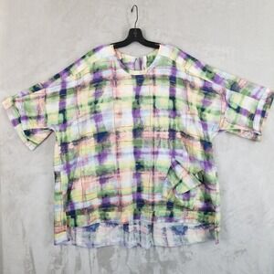 Melissa McCarthy 2X Top Colorful Oversized High-Low‎ Pocket Artsy Lagenlook